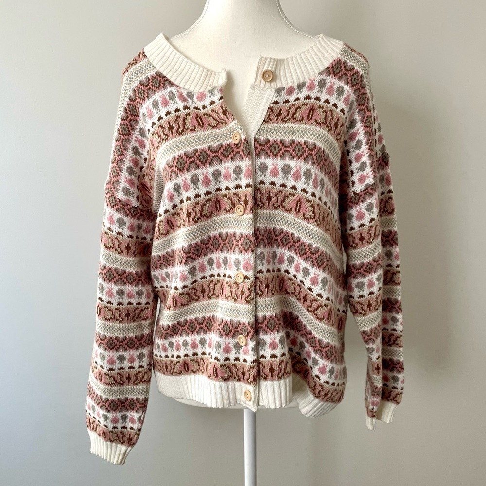 Vintage Floral Cottagecore Grandma Button Down Cardigan Size Large